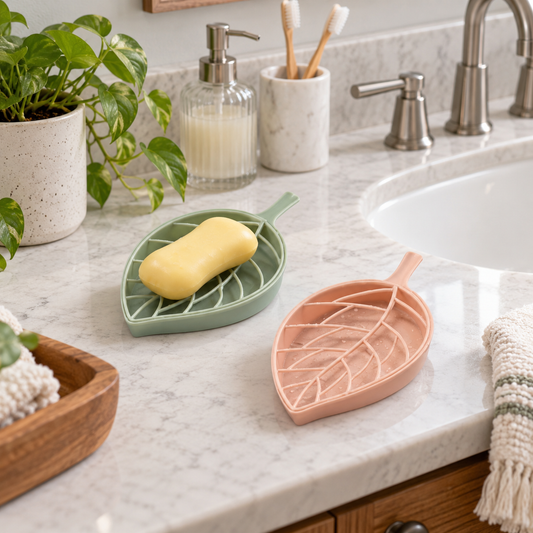 Leaf-Shaped Soap Dish Set